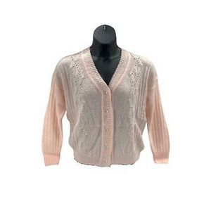 FRNCH Laeila V-neck Pointelle Cardigan Light Pink